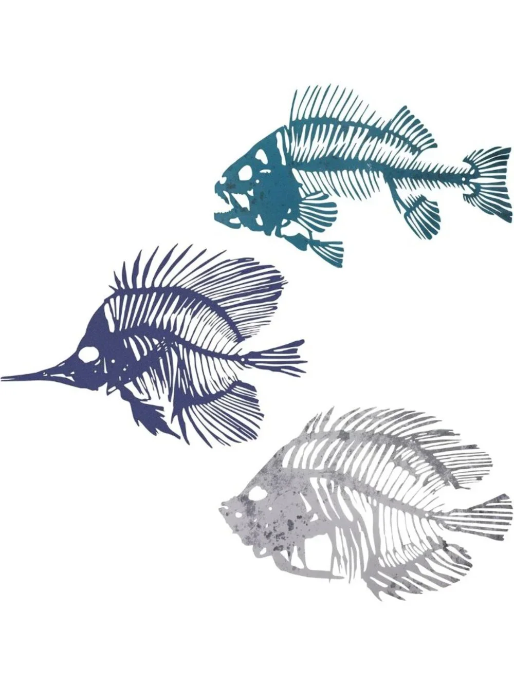 3 Pcs Metal Fish Wall Art - Rustic Nautical Decor for Home, Office & Outdoors